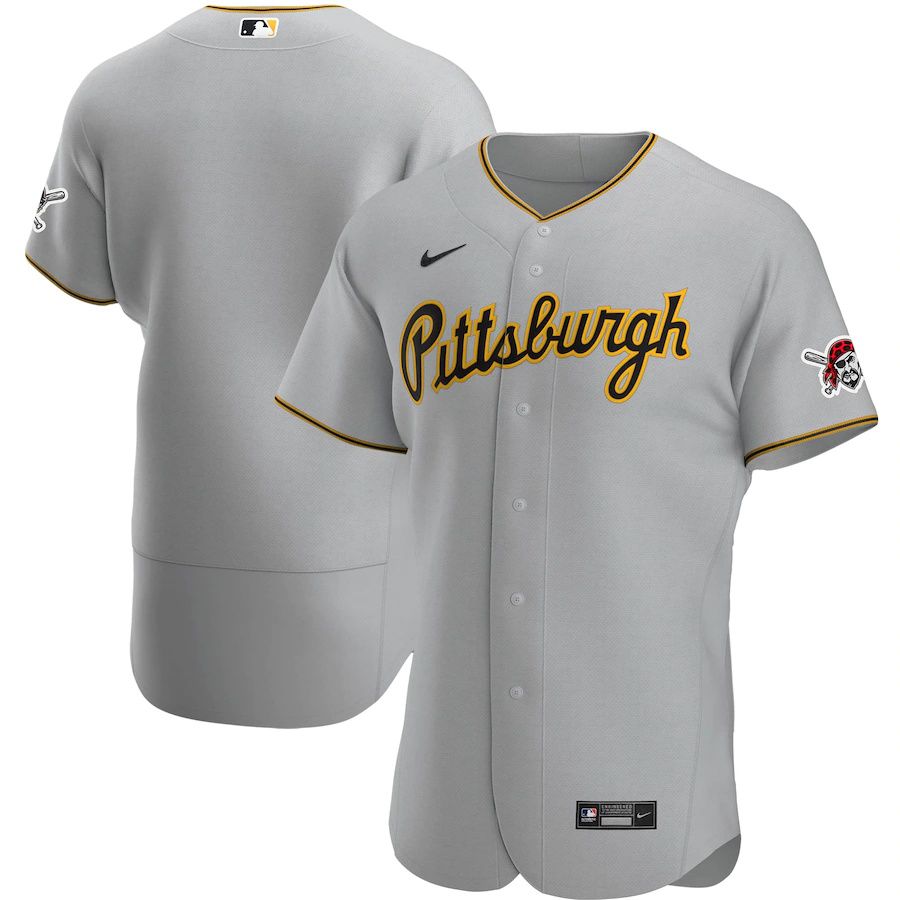 Mens Pittsburgh Pirates Nike Gray Road Authentic Team MLB Jerseys->pittsburgh pirates->MLB Jersey
